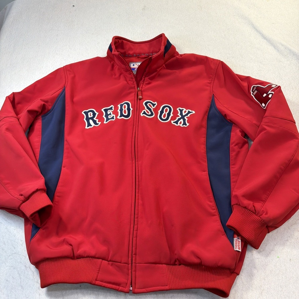 Boston Red Sox MLB‎ Majestic Therma Base Red Dugout Zip Jacket  Size XLT  READ